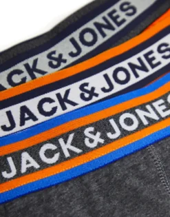 Underwear*Jack & Jones 3 Pack Trunks In Orange/Navy/Grey Navy Blazer