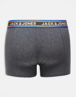 Underwear*Jack & Jones 3 Pack Trunks In Orange/Navy/Grey Navy Blazer