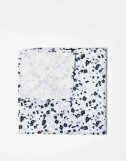 Ties*Jack & Jones Beige Print Pocket Square White Pepper