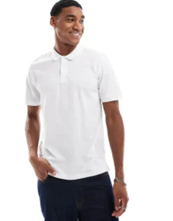 Polo Shirts*Jack & Jones Essentials Slim Fit Pique Logo Polo In White