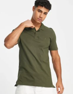 Polo Shirts*Jack & Jones Essentials Slim Fit Pique Logo Polo In Green Olive Night