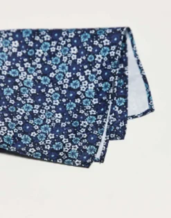 Ties*Jack & Jones Navy Floral Pocket Square Navy Blazer