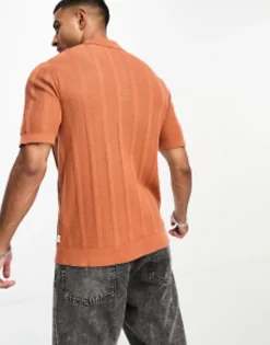 Polo Shirts*Jack & Jones Originals Knitted Polo In Amber Amber Brown