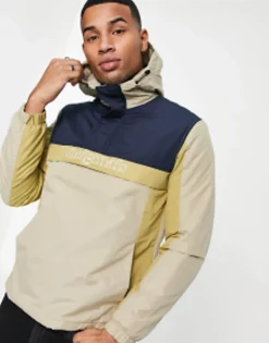 Sportswear*Jack & Jones Originals Overhead Colourblock Windbreaker In Beige & Grey Crockery/ Navy Blaze