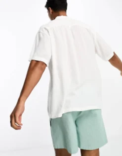 Shorts*Jack & Jones Originals Viscose Revere Collar Short Sleeve Shirt In White