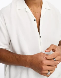 Shorts*Jack & Jones Originals Viscose Revere Collar Short Sleeve Shirt In White
