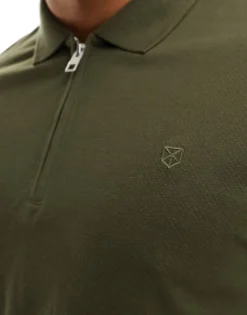 Polo Shirts*Jack & Jones Premium Half Zip Polo In Khaki Grape Leaf