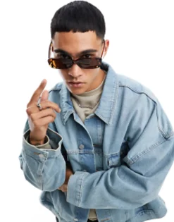 Sunglasses*Jack & Jones Retro Rectangle Sunglasses In Leopard Print With Brown Lens Brown Stone
