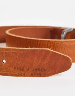 Belts*Jack & Jones Smooth Leather Belt With Logo Buckle In Brown Mocha Bisque
