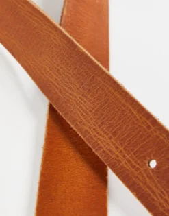 Belts*Jack & Jones Smooth Leather Belt With Logo Buckle In Brown Mocha Bisque