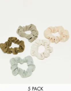 Hair Accessories*Kitsch Assorted Textured Scrunchies 5Pc Set Eucalyptus