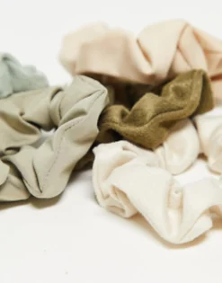 Hair Accessories*Kitsch Assorted Textured Scrunchies 5Pc Set Eucalyptus