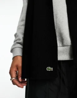 Scarves*Lacoste Essentials Wool Scarf In Black