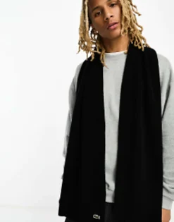 Scarves*Lacoste Essentials Wool Scarf In Black