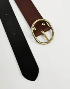 Belts*Levi's Arletha Reversible Leather Belt In Black/ With Logo Brown