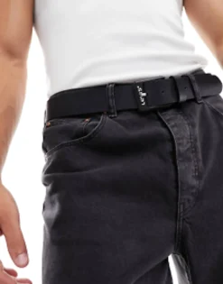 Belts*Levi's Contrast Leather Belt In Black Regular Black