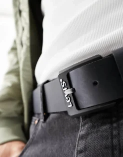 Belts*Levi's Contrast Leather Belt In Black Regular Black