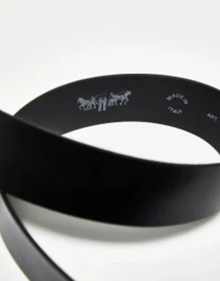 Belts*Levi's Leather Belt In Black With Gold Circle Buckle Regular Black