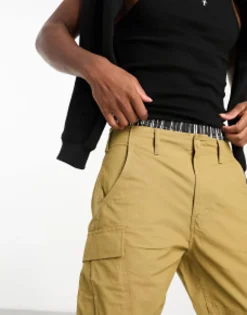 Trousers & Chinos*Levi's Lo Ball Cargo Trousers In Tan With Pockets British Khaki X