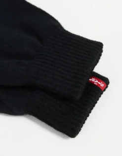 Gloves*Levi's Touch Screen Gloves In With Red Tab Black