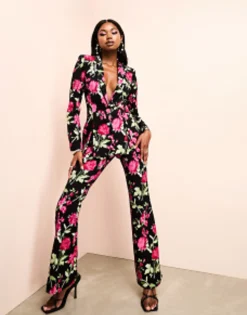 Suits & Tailoring*Luxe Suit Blazer And Trouser In Black Floral Print