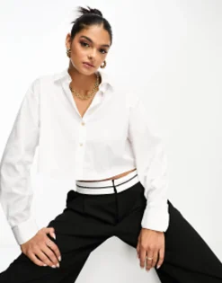 Shirts*Mango Cropped Shirt In White