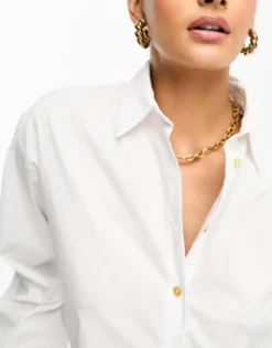 Shirts*Mango Cropped Shirt In White