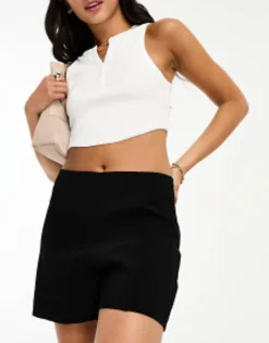 Shorts*Mango High Waist Tailored Short In Black