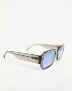Sunglasses*Messy Weekend Downey Square Sunglasses With Blue Lens In Transparent Grey