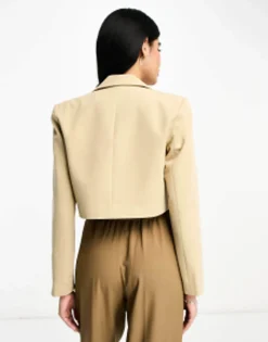 Suits & Tailoring*Miss Selfridge Co-Ord Cropped Blazer In Stone Soft Sand