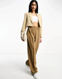 Suits & Tailoring*Miss Selfridge Co-Ord Cropped Blazer In Stone Soft Sand