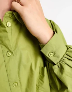 Shirts*Miss Selfridge Oversized Poplin Shirt In Green Khaki