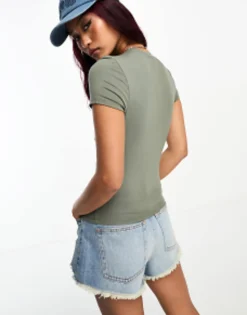 Multipacks*Miss Selfridge Super Soft Short Sleeve Crew Neck T-Shirt 2 Pack In Khaki And Grey Marl