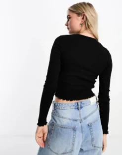 Multipacks*Miss Selfridge Two Pack Rib Crew Neck Top With Long Sleeve In Black And White