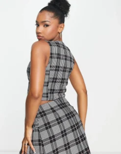 Suits & Tailoring*Miss Selfridge Waistcoat Co-Ord In Check Black