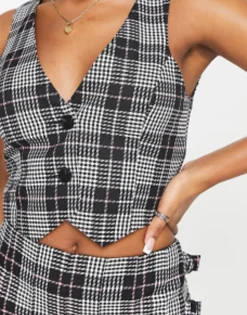 Suits & Tailoring*Miss Selfridge Waistcoat Co-Ord In Check Black