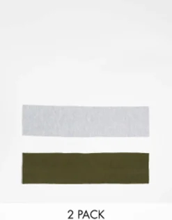 Hair Accessories*Monki 2 Pack Headbands In Grey Melange And Khaki Green Multi