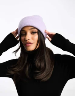 Beanies*Monki Ribbed Beanie Hat In Lilac