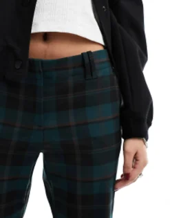 Trousers & Leggings*Monki Tailored Trousers In Green And Black Check Green Black Check