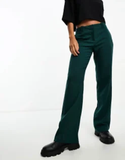 Trousers & Leggings*Monki Tailored Trousers In Dark Green