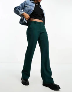 Trousers & Leggings*Monki Tailored Trousers In Dark Green
