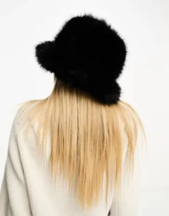 Hats*My Accessories London Faux Fur Bucket Hat In Black