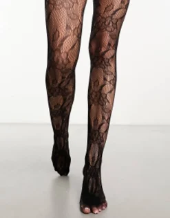 Socks & Tights*My Accessories London Floral Lace Tights In Black