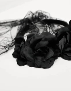 Hair Accessories*My Accessories London Halloween Floral And Spider Veil Headband In Black