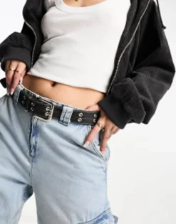 Belts*My Accessories London Webbing Double Eyelet Grunge Belt In Black
