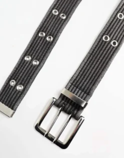 Belts*My Accessories London Webbing Double Eyelet Grunge Belt In Black