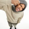 Beanies*My Accessories Man Knitted Loose Balaclava In Grey