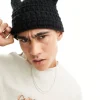 Beanies*My Accessories Man London Knitted Square Beanie In Black