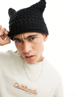 Beanies*My Accessories Man London Knitted Square Beanie In Black