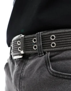 Belts*My Accessories Man Webbing Double Eyelet Grunge Belt In Black
